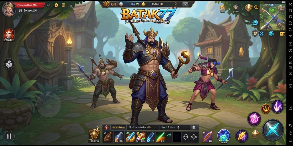 Screenshot gameplay BATIK77 menunjukkan pertarungan seru dan eksplorasi dunia MMORPG.
