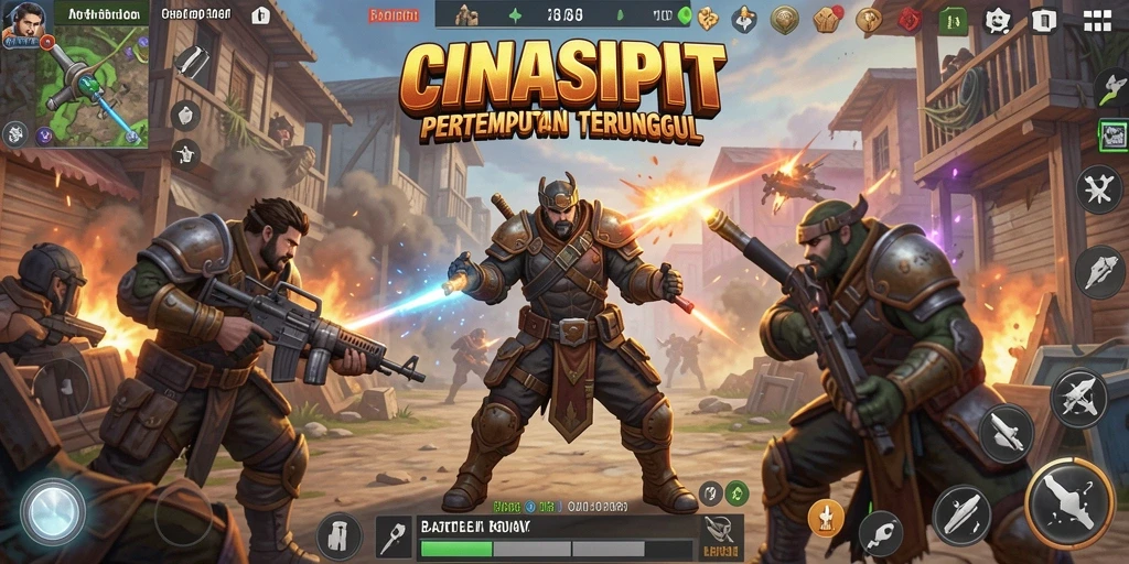 Tampilan gameplay seru dalam CINASIPIT di arena pertempuran.