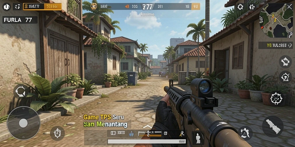 Screenshot gameplay FURLA77 dengan aksi pertempuran mendebarkan.