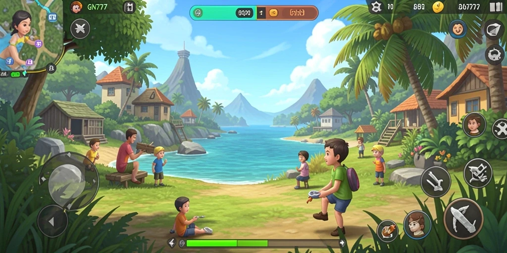 Tampilkan gameplay menarik dalam GN777 dengan grafis yang cerah.