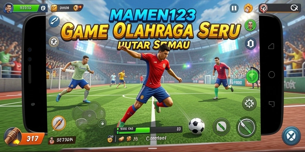 Tampilan gameplay MAMEN123 dengan aksi olahraga yang mendebarkan.
