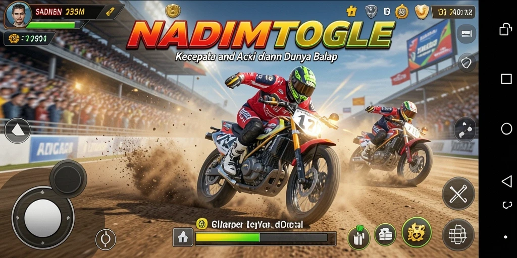 Tampilan gameplay NADIMTOGEL menampilkan aksi balap mendebarkan.