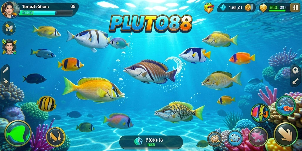 Tampilan gameplay Tembak Ikan yang seru di PLUTO88.
