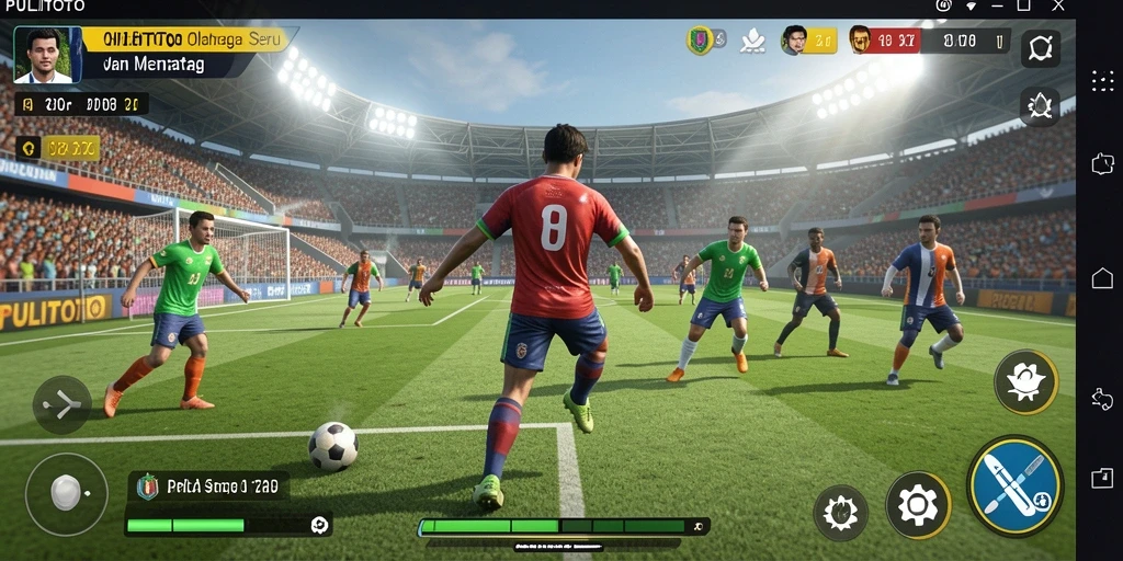 Screenshot utama PULITOTO menampilkan aksi pertandingan olahraga yang mendebarkan.