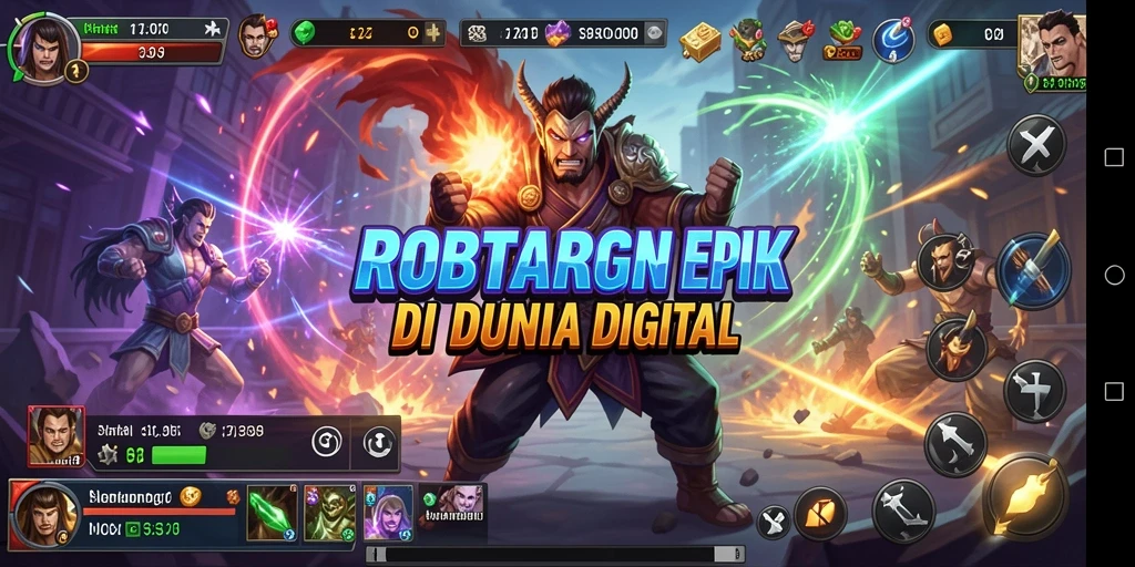 Gameplay beraksi dalam pertarungan epik ROBINTOGEL.