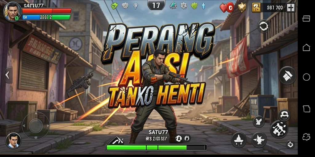 Screenshot gameplay SATU77 yang menampilkan aksi pertempuran mendebarkan.