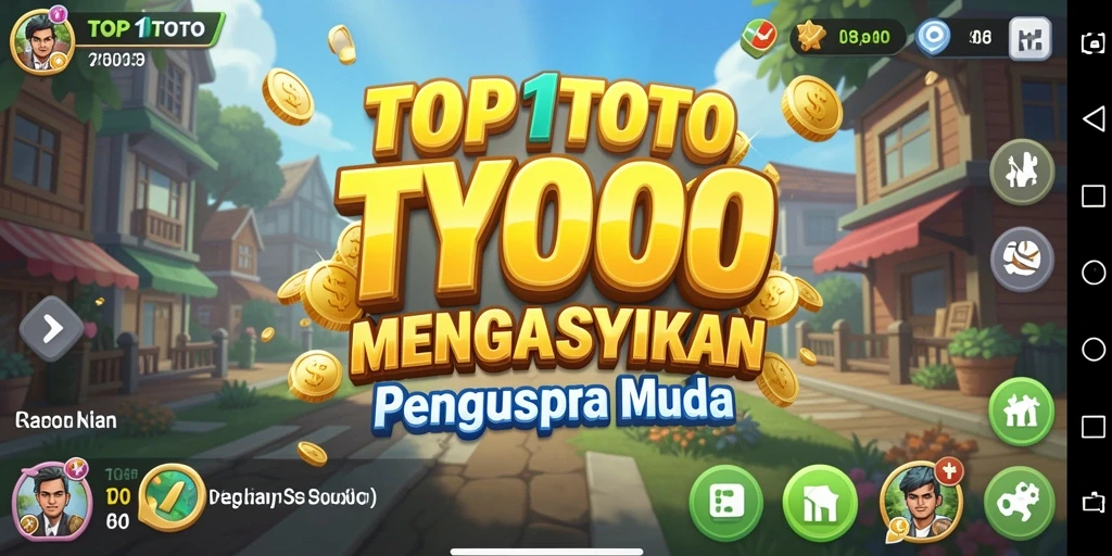 Screenshot gameplay TOP1TOTO yang menampilkan keseruan strategi bisnis.